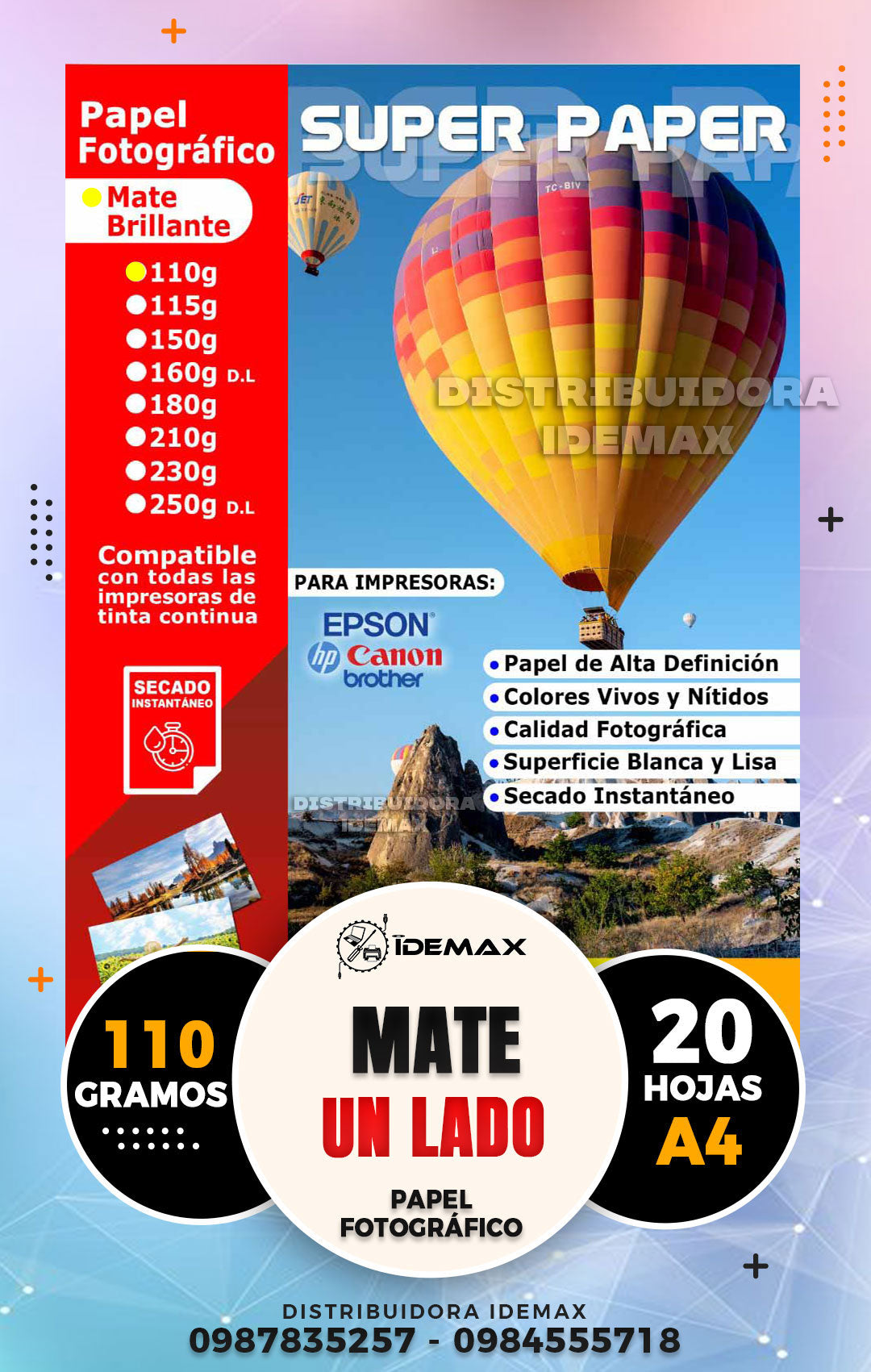 Papel fotográfico mate un lado 110 gramos