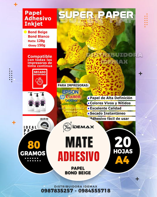 Papel Bond Adhesivo Beige Ecológico A4 20 hojas