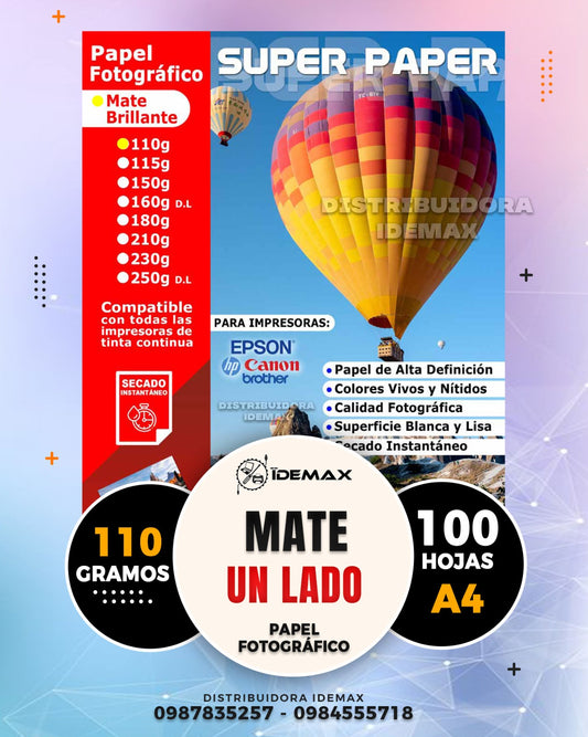 Papel fotográfico mate un lado 110 gramos